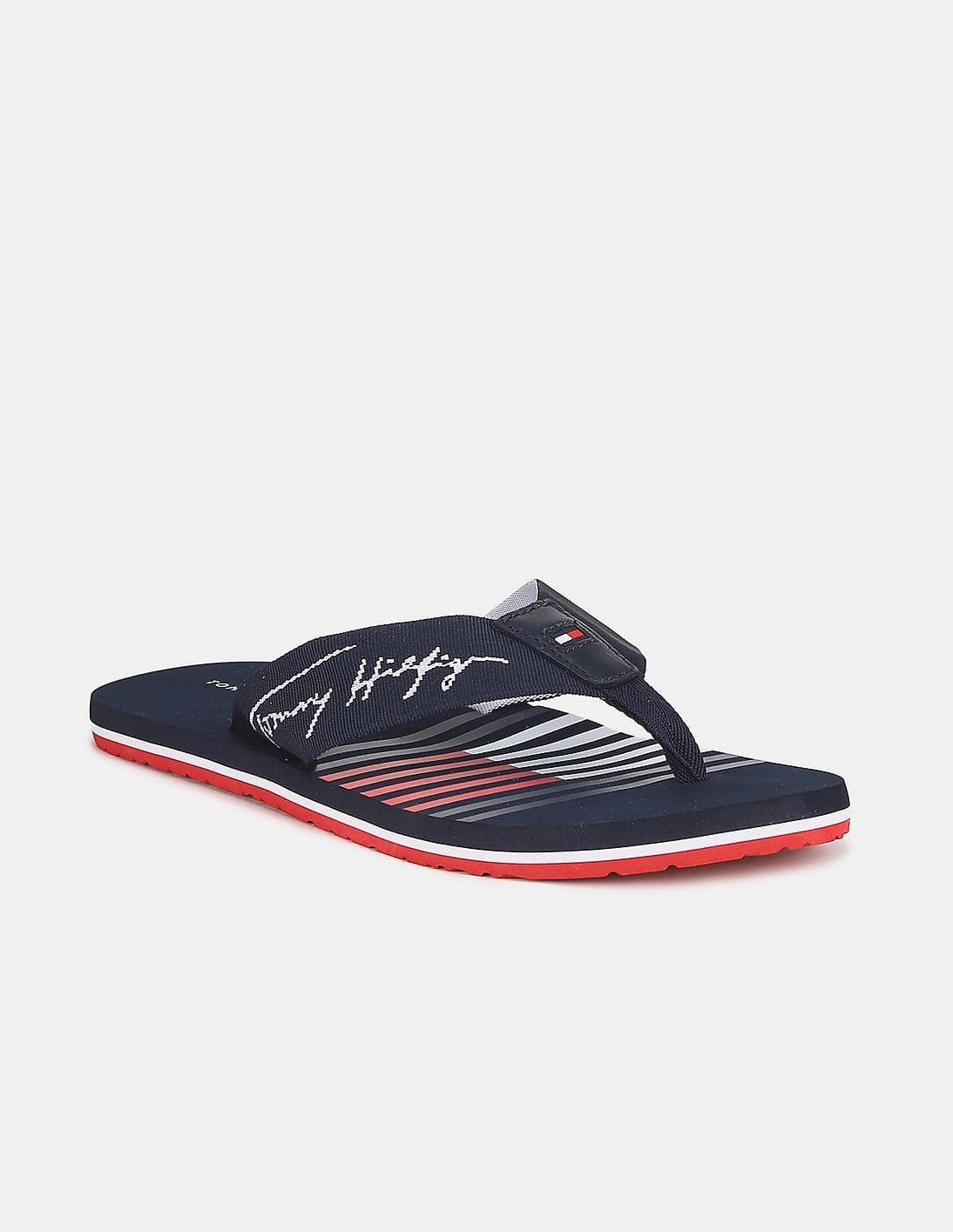 Buy Tommy Hilfiger Men Navy Blue Flag Logo V-Strap Sandals  display picture 2