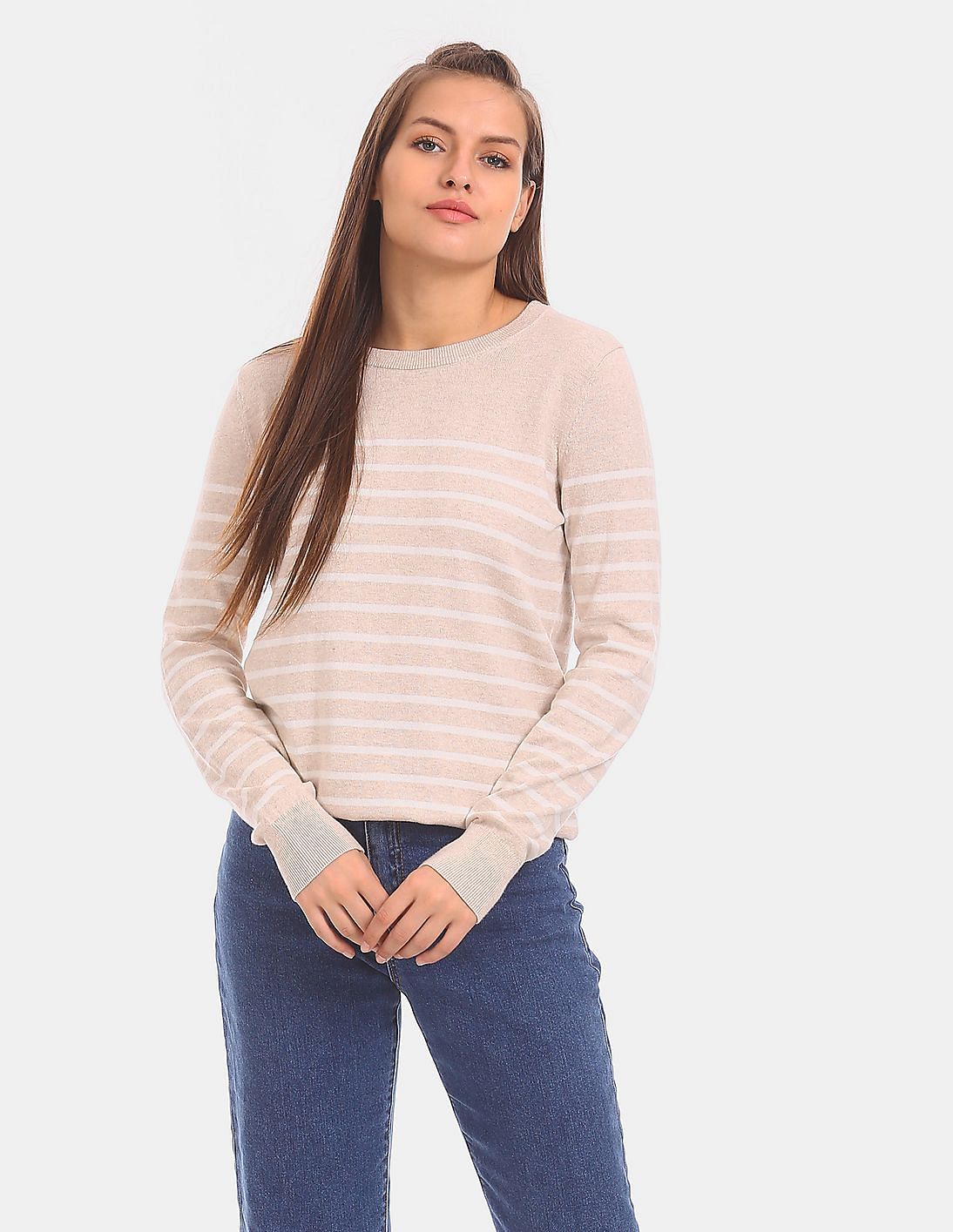 Buy GAP Women Beige Crew Neck Pullover Sweater - NNNOW.com