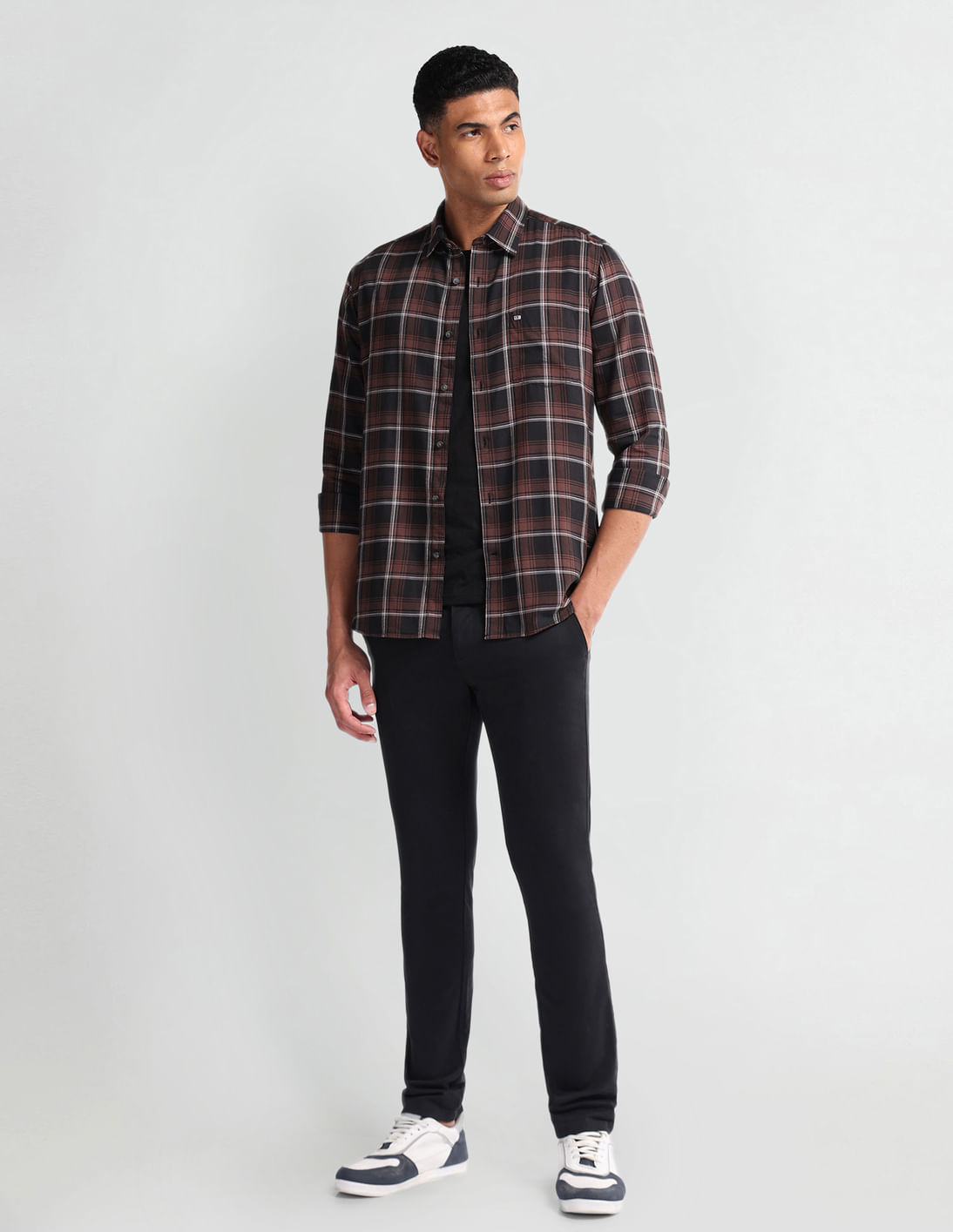 ②70s USA Arrow open collar shirt check M Buy Arrow Sports Concealed Collar Check Shirt - NNNOW.com