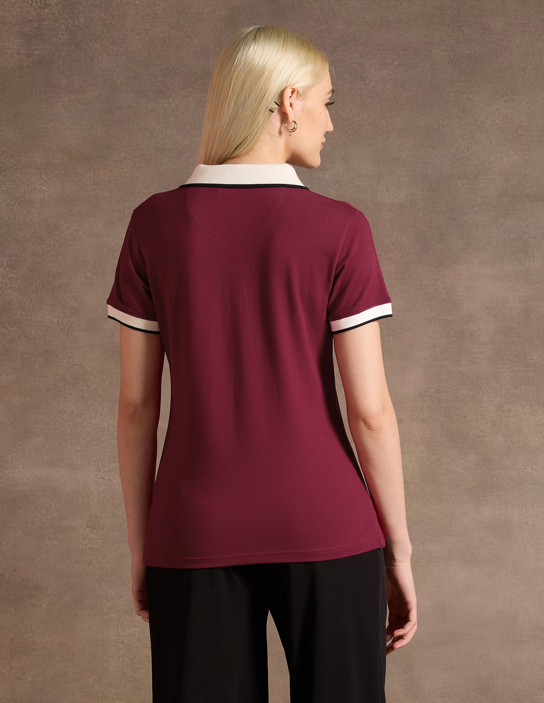 Buy U.S. Polo Assn. Women Contrast Collar Zip-Up Polo Shirt
