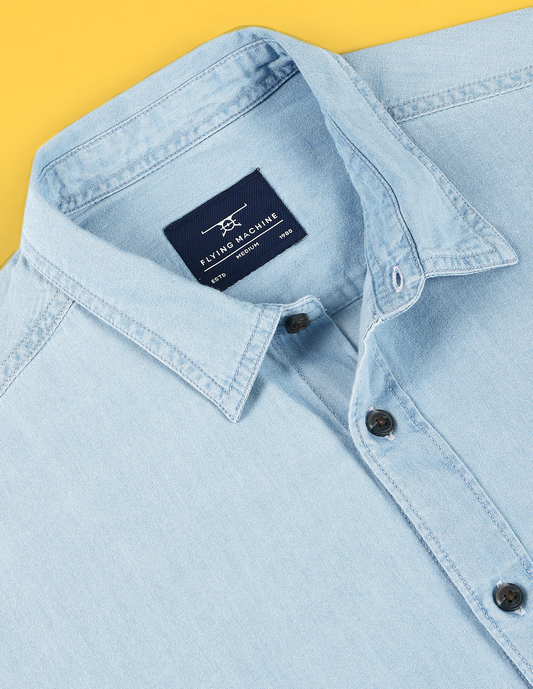 Buy Flying Machine Spread Collar Denim Shirt - NNNOW.com