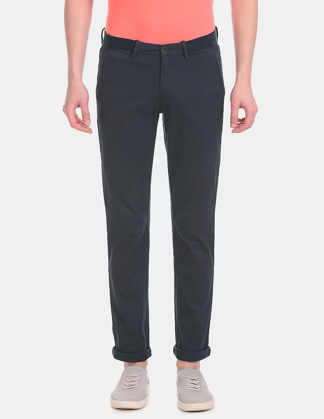 Buy FRATINI Mouse Textured Cotton Slim Fit Men's Casual Trousers | Shoppers  Stop
