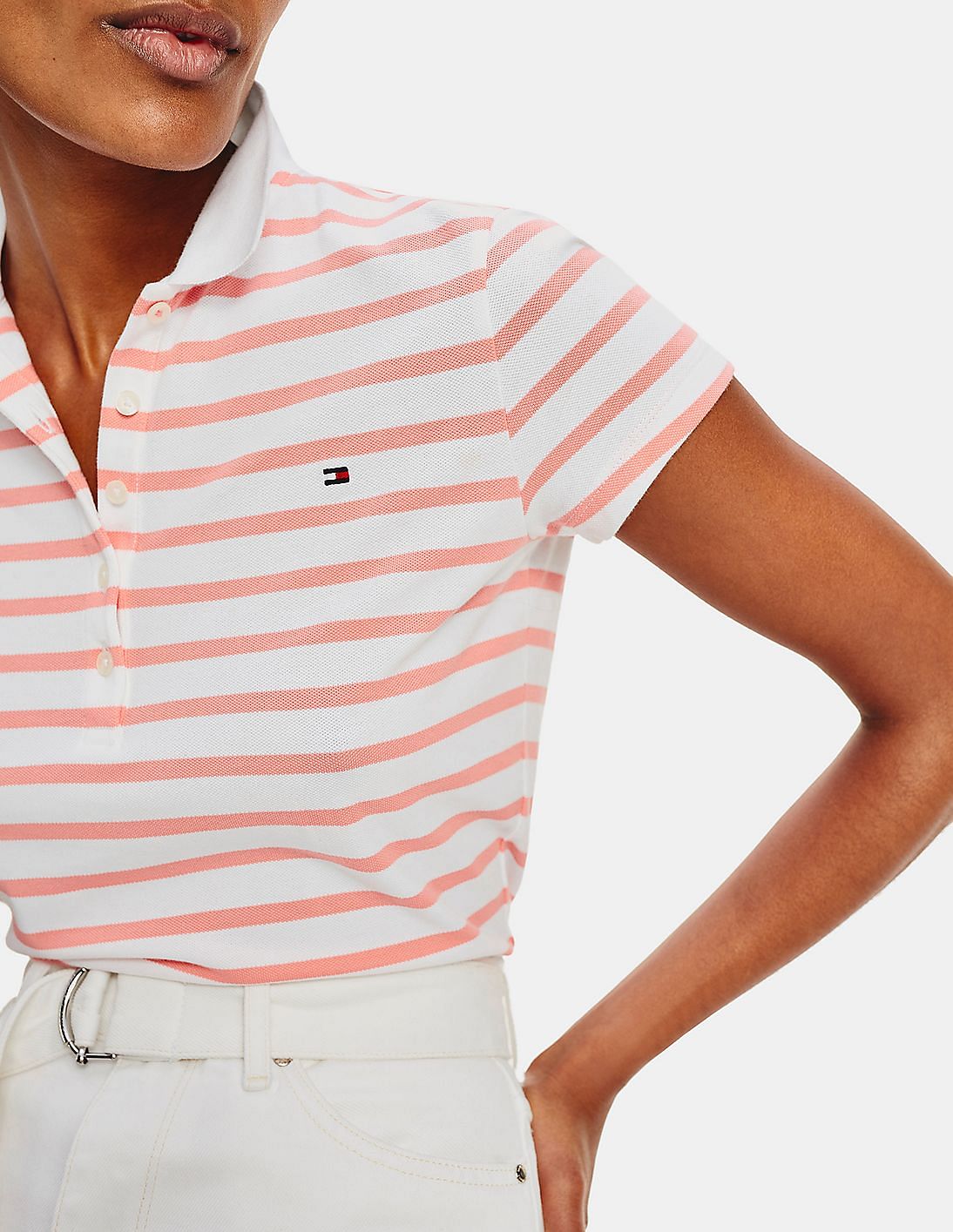売れ筋商品|||トミー ヒルフィガー カットソー トップス レディース Women's Piqu-Knit Striped-Collar Polo Bright White Tommy Hilfiger, Womens, Sleeveless Solid Polo, Bright White