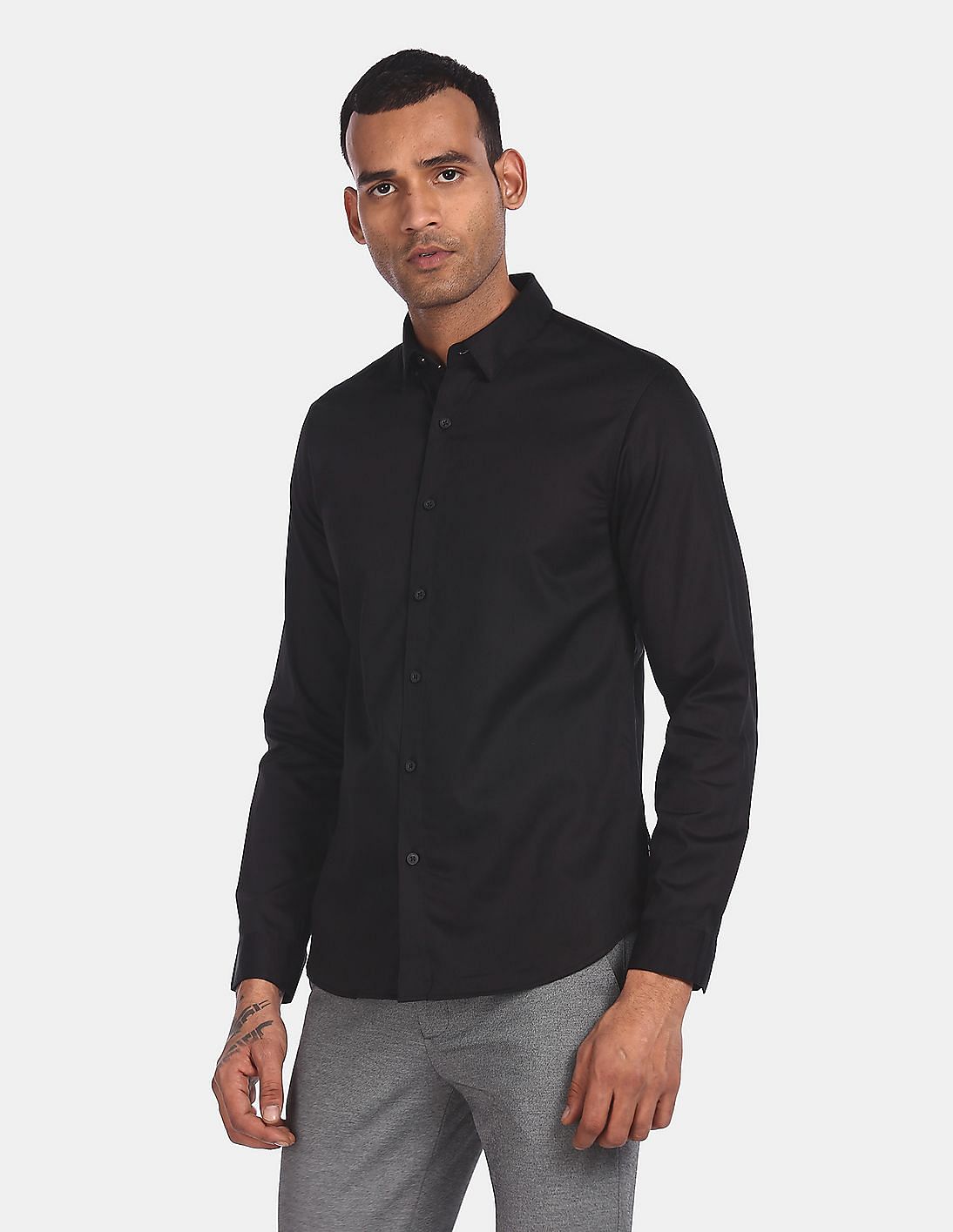 semi formal black shirt