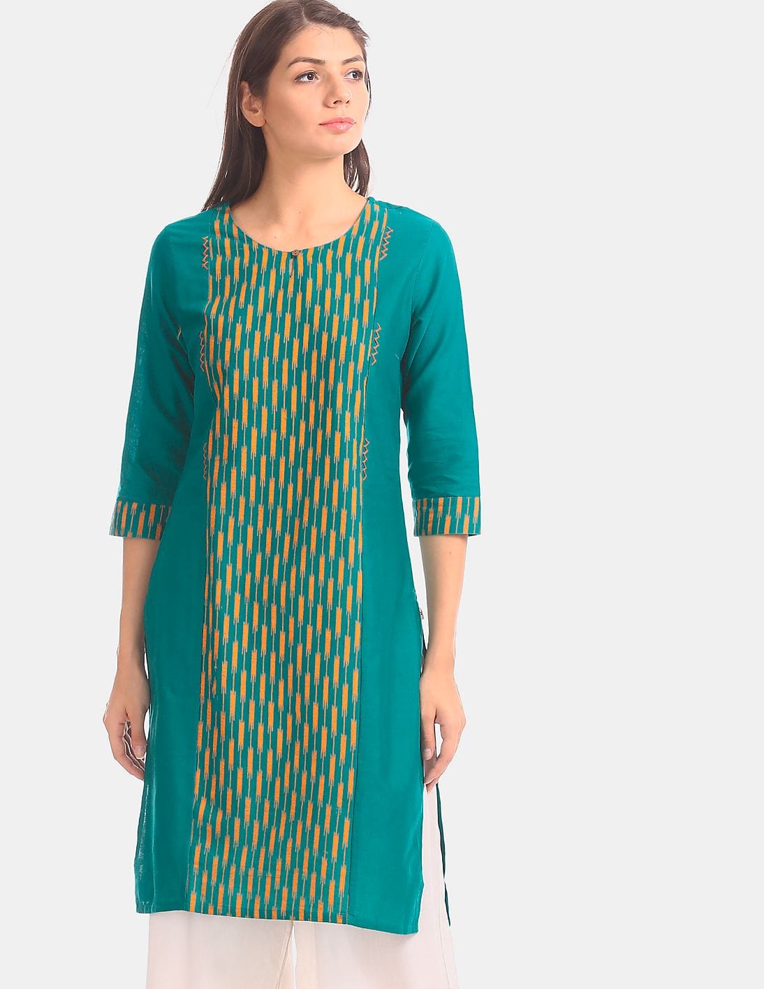 Green Round Neck Winter kurta