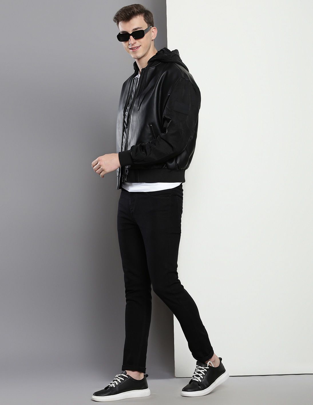 Buy Calvin Klein Faux Leather Bomber Jacket - NNNOW.com Buy Calvin Klein Faux Leather Bomber Jacket - NNNOW.com