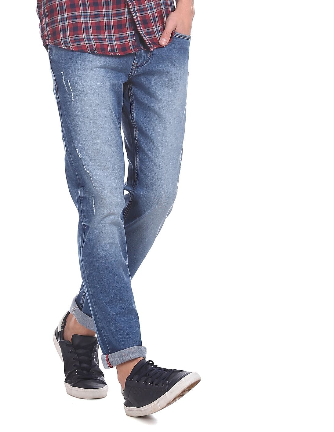 Buy Ruf \u0026 Tuf Men Blue Slim Fit Stone 