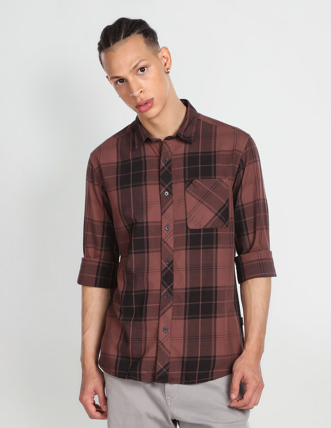 【KOOLOSET】Tartan Check Hood Shirt Juniors No Comment Flannel Plaid Shacket with Hood - Boscov's