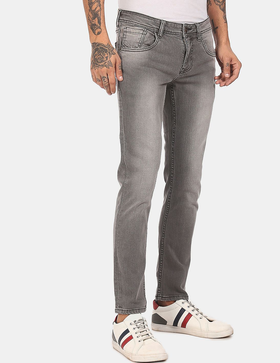 gray stone washed jeans