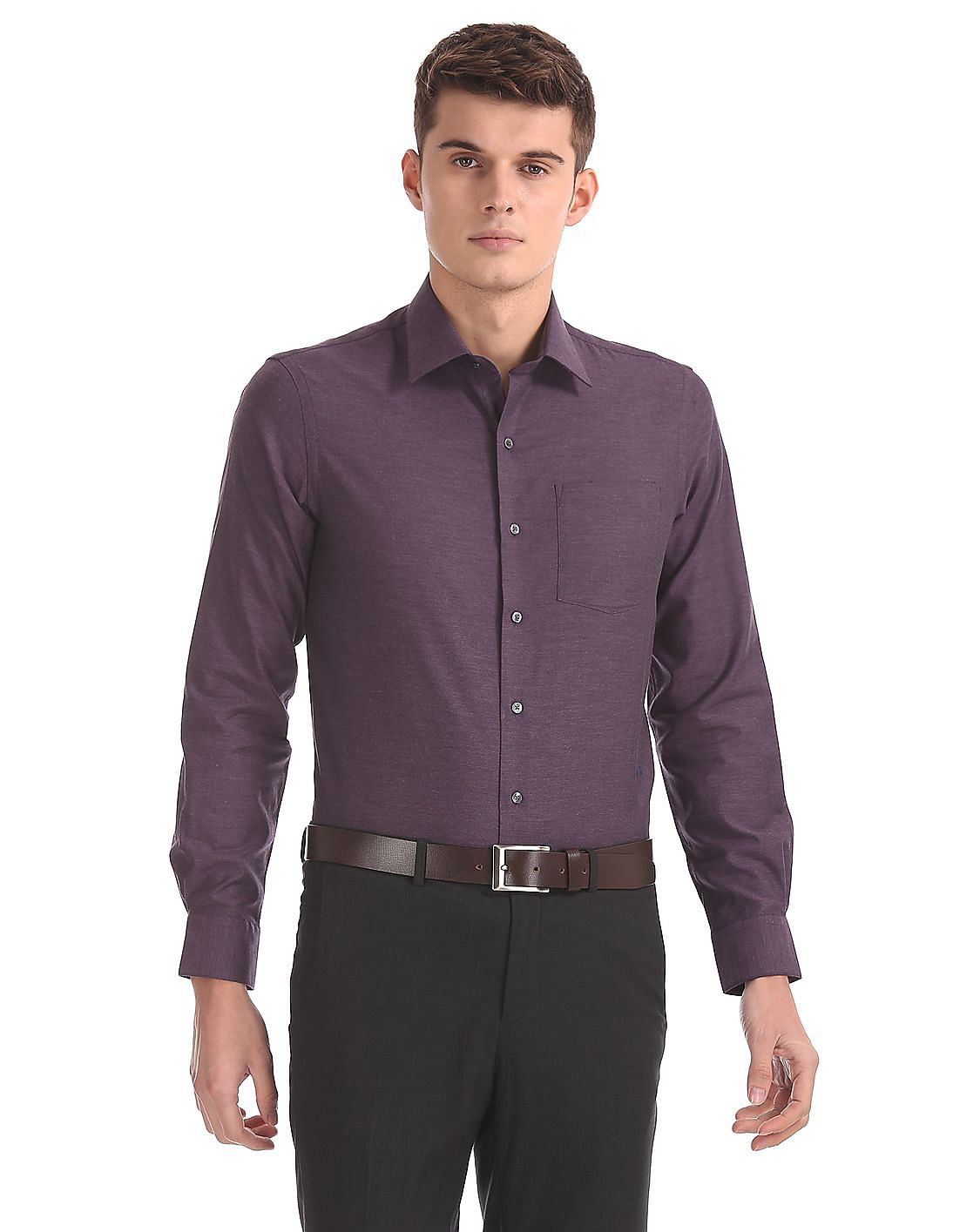 Buy Arrow Men Slim Fit Cutaway Collar Shirt - NNNOW.com