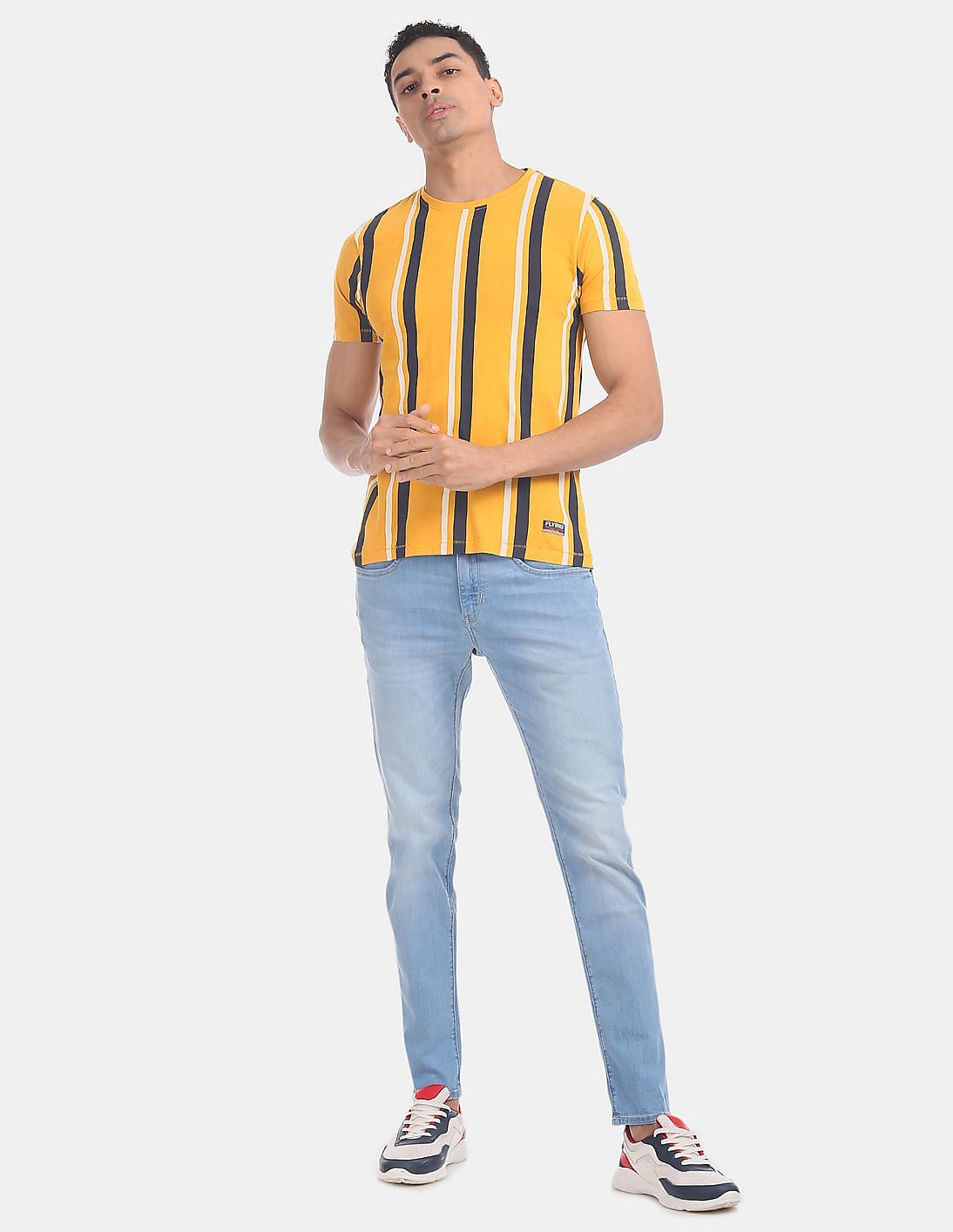 Buy Flying Machine Vertical Stripe Crew Neck T-Shirt - NNNOW.com