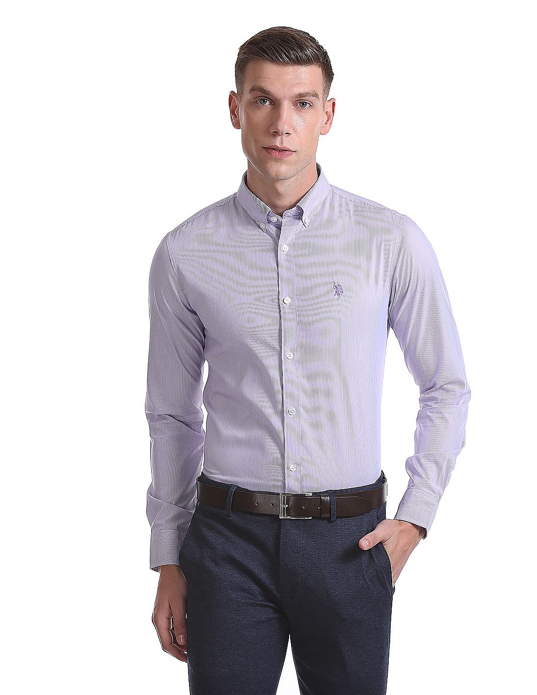 Buy Men Vertical Stripe Button Down Shirt online at NNNOW.com