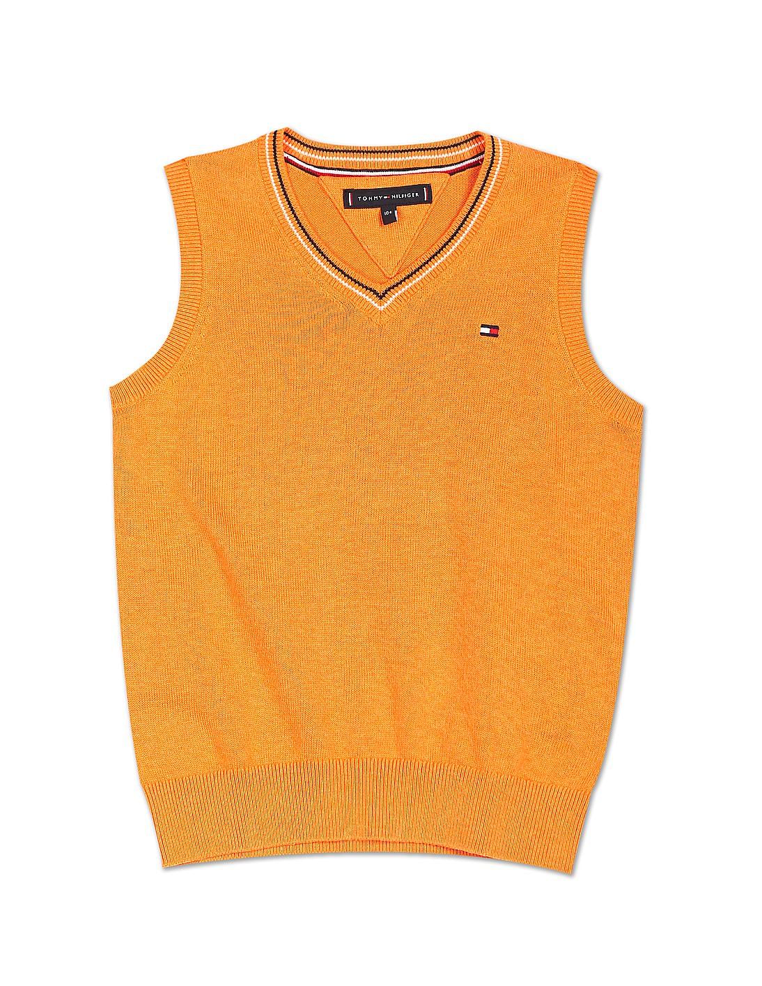 Pullover Tommy Hilfiger Boys Sleeveless V-Neck Sweater Vest Kids School Uniform Clothes