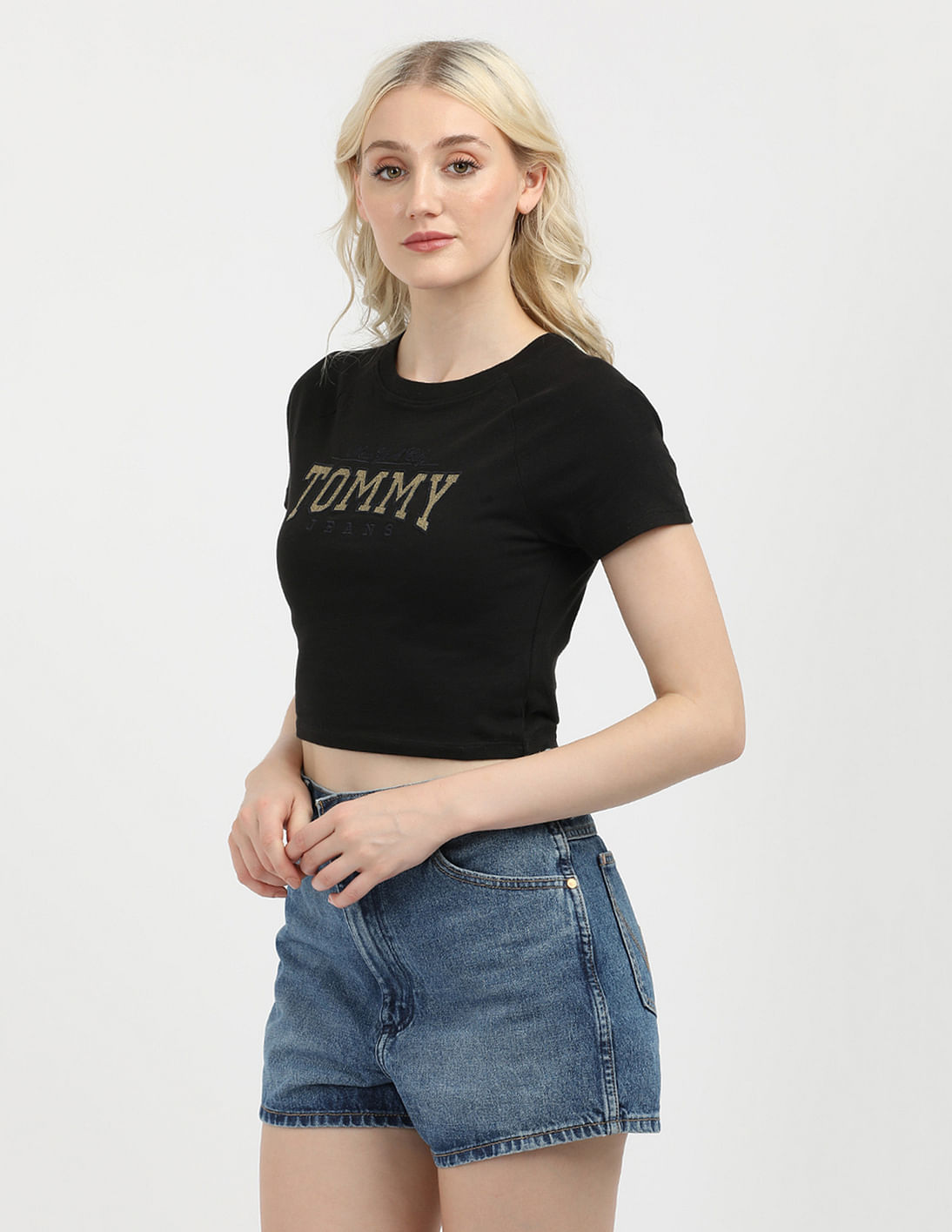 Buy Tommy Hilfiger Slim Crop Glitter Varsiry T-Shirt - NNNOW.com
