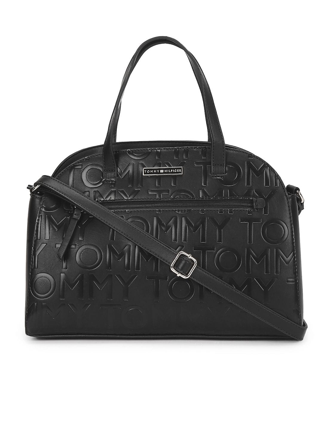Buy Tommy Hilfiger Women Black Solid Dome Satchel Bag NNNOW