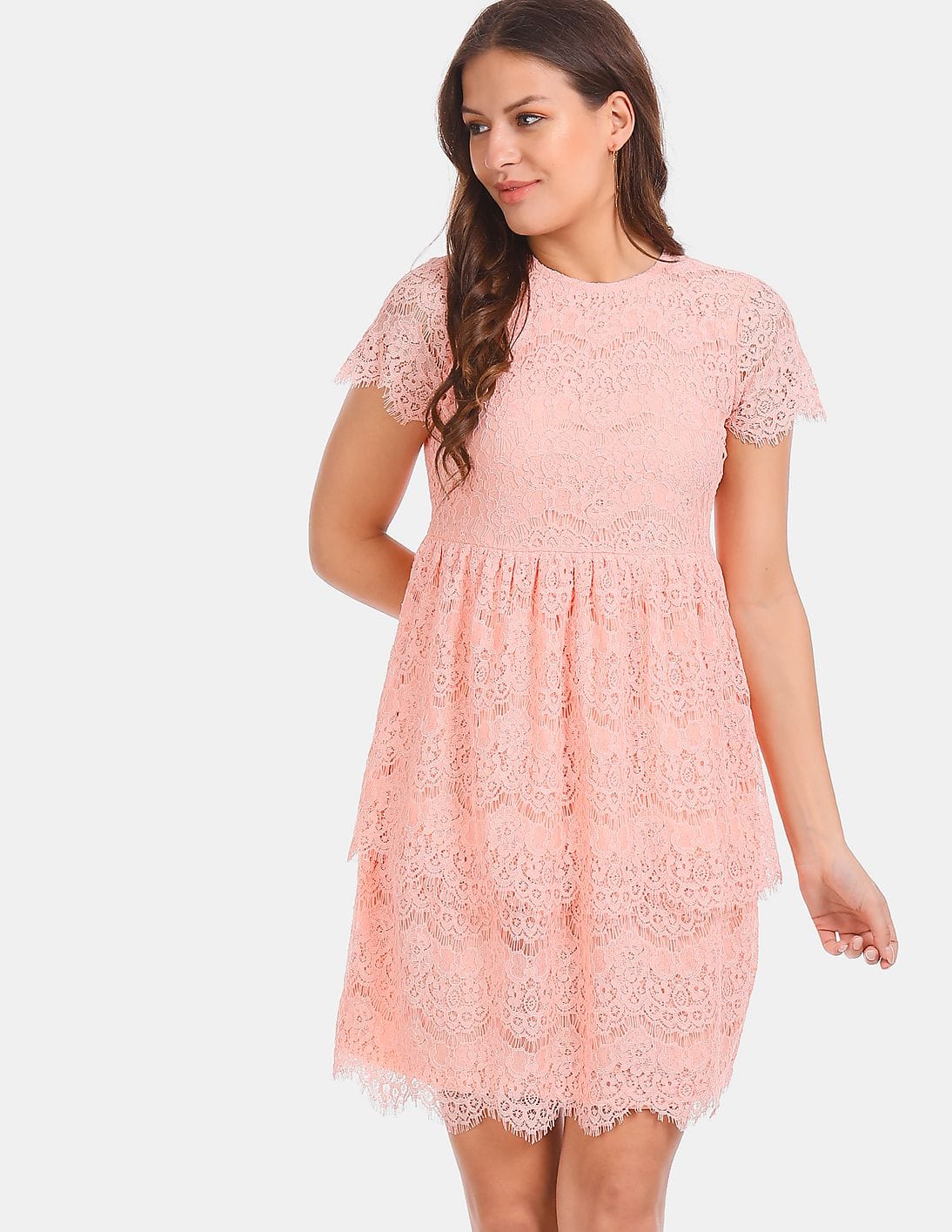 Buy Elle Studio Pink Layered Lace Fit 
