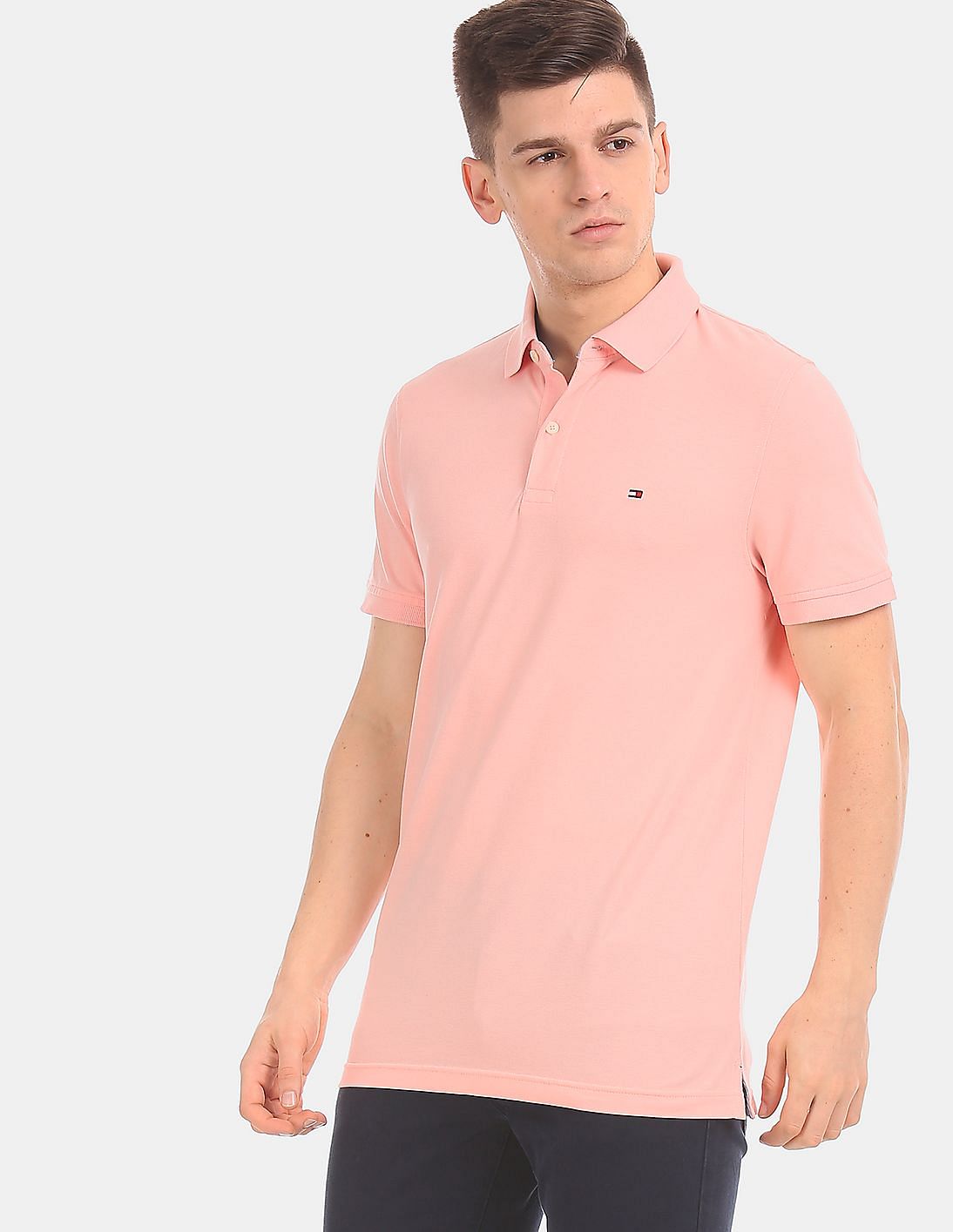 Buy Tommy Hilfiger Men Pink Slim Fit Cotton Stretch Polo Shirt - NNNOW.com