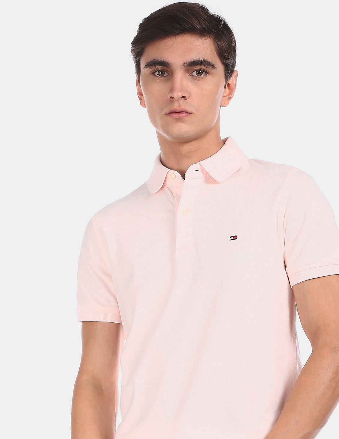 Buy Tommy Hilfiger Men Pink Short Sleeve Solid Pique Polo Shirt - NNNOW.com