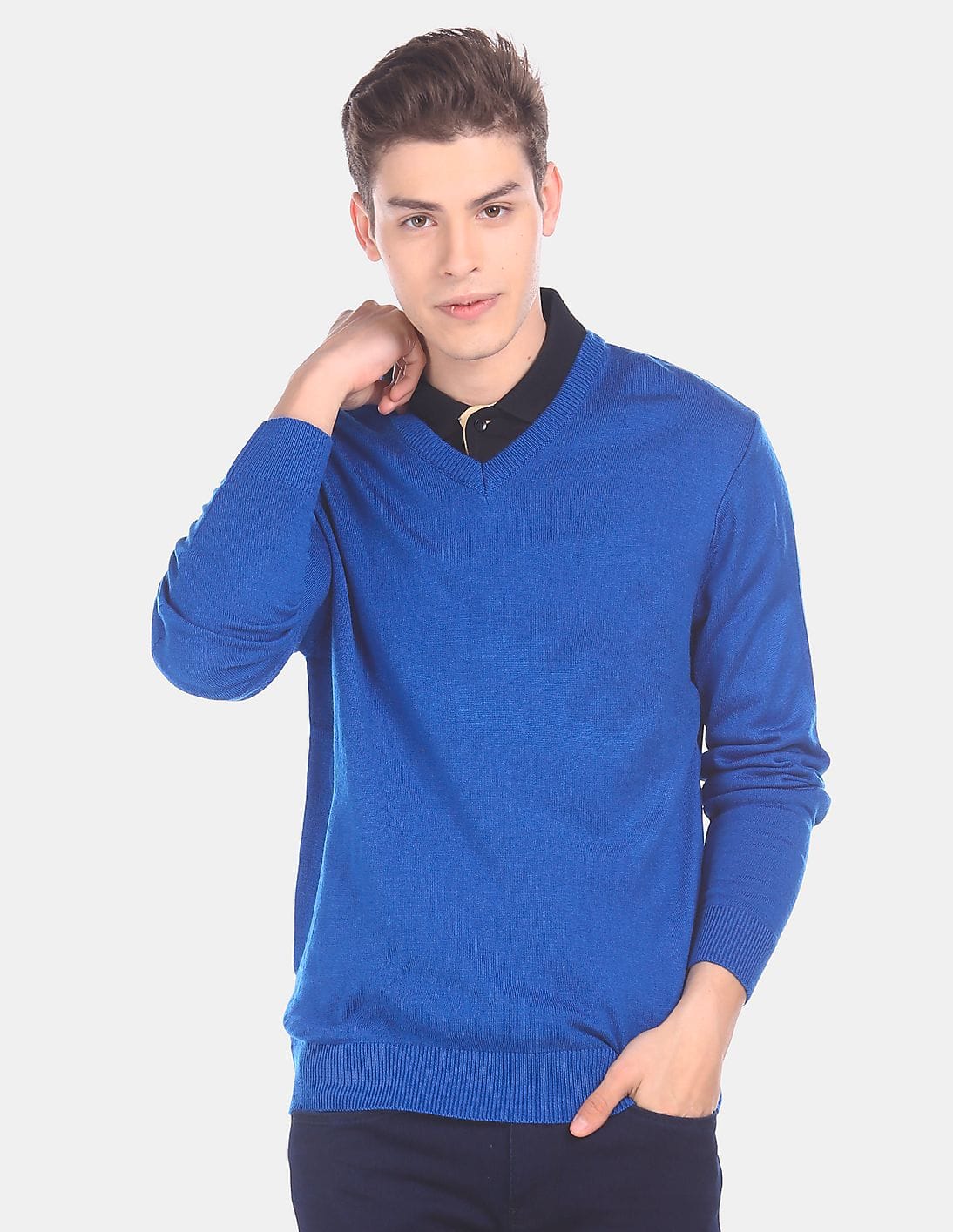 royal blue v neck sweater
