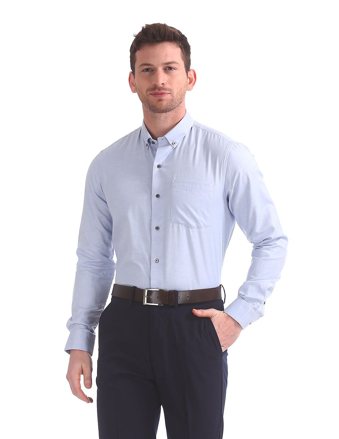 Buy Arrow Newyork Men Slim Fit Button Down Collar Shirt - NNNOW.com