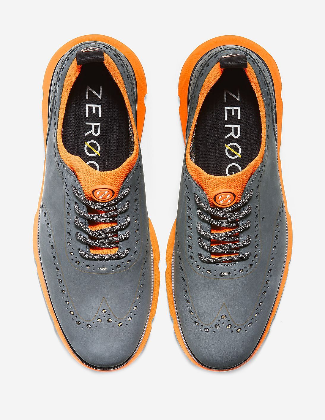 Buy Cole Haan Men Dark Grey And Orange 4.ZEROGRAND Wingtip Oxford Sneakers NNNOW