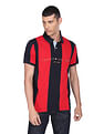 Tommy Hilfiger Men Navy And Red Caldwell Pure Cotton Vertical Stripe Polo Shirt