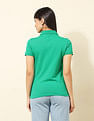 U.S. Polo Assn. Women Tipped V-Neck Solid Polo Shirt
