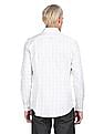 Calvin Klein Men White Spread Collar Check Casual Shirt