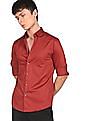 Calvin Klein Men Red Slim Fit Satin Stretch Casual Shirt
