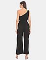 Aeropostale Women Black One Shoulder Belted Waist Jumpsuit