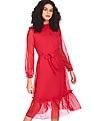 Flying Machine Women Ruffled High Neck Slub Design Dress