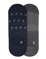 Arrow Mens No Show Printed Cotton Socks - Pack Of 2