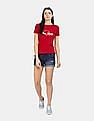 Aeropostale Women Dark Blue Low Rise Dark Washed Distressed Denim Shorts