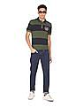 U.S. Polo Assn. Denim Co. Ribbed Collar Striped Polo Shirt