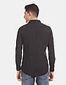 Calvin Klein Men Black Slim Fit Long Sleeve Cotton Stretch Casual Shirt