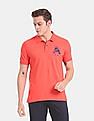 Aeropostale Men Red Brand Print Pique Polo Shirt