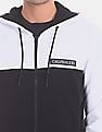Calvin Klein Men Black And White Zip Up Colour Block Hoodie