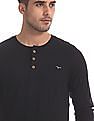 Flying Machine Solid Henley T-Shirt