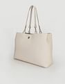 Tommy Hilfiger Solid Beige PU Totes