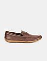 Cole Haan Men Dark Brown Textured Leather Grand Penny Loafers