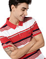 AD by Arvind Horizontal Stripe Cotton Pique Polo Shirt