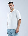 Flying Machine Oversized Fit Herringbone Cuban Shirt