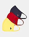 U.S. Polo Assn. Kids Unisex Kids Assorted Reversible Triple Layer Anti Viral Face Masks - Pack Of 3