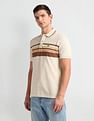 Arrow Sports Tipped Collar Horizontal Stripe Polo Shirt