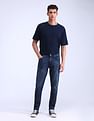 Flying Machine Slash Slim Tapered Washed Jeans