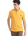 U.S. Polo Assn. Yellow Button Down Collar Pique Polo Shirt