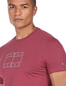 Tommy Hilfiger Men Maroon Twisted Flag Logo Slim Fit T-Shirt