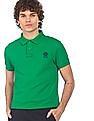 U.S. Polo Assn. Men Green Solid Short Sleeves Polo T-shirt