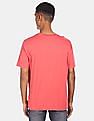 Aeropostale Men Coral Pink Crew Neck Cotton Graphic Print T-Shirt