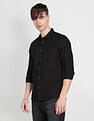 Flying Machine Spread Collar Solid Shirt